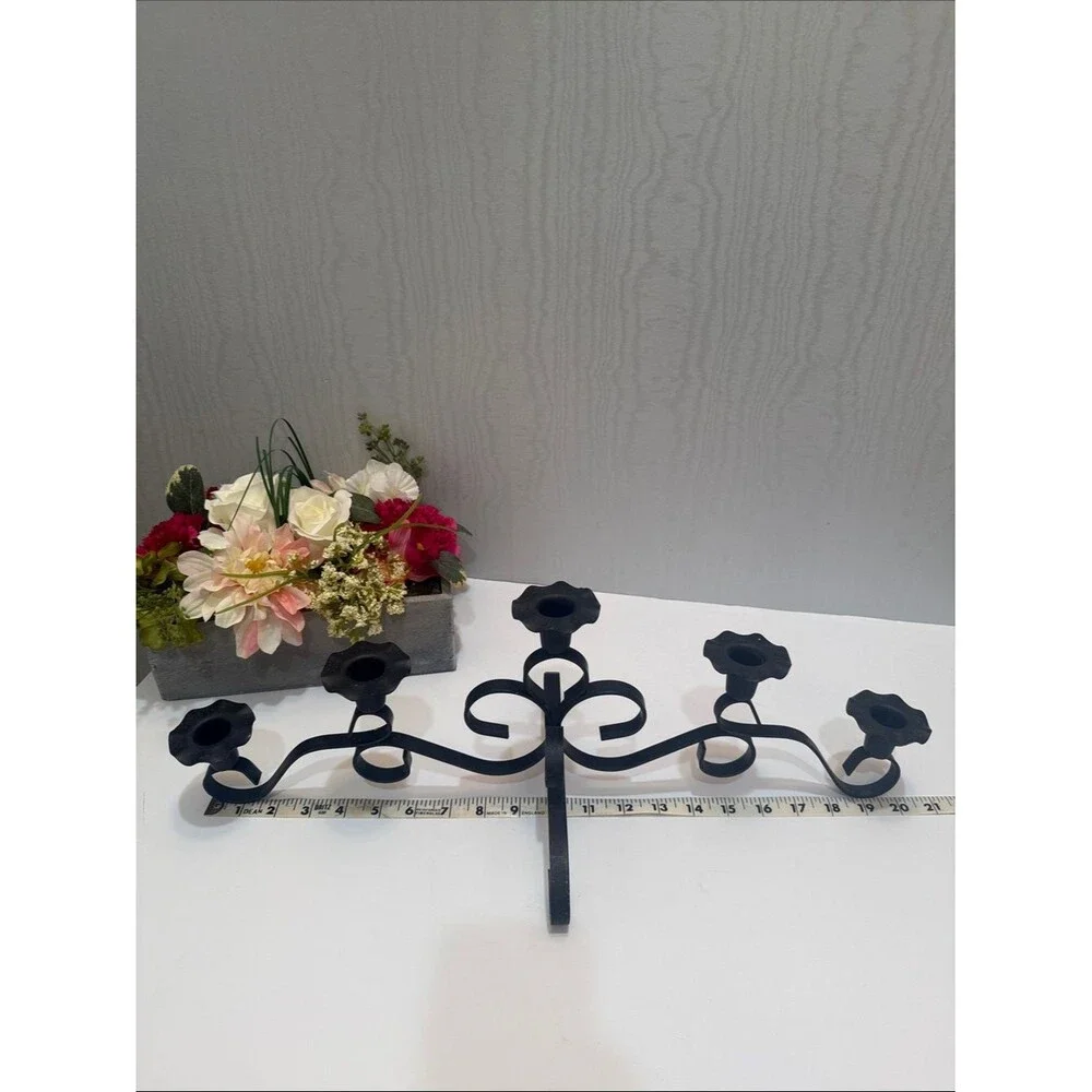 Vintage Black Wrought Iron Candelabra Gothic